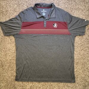 Colosseum Mens XXL Florida State Seminoles Polo Shirt Gray Maroon